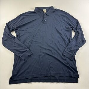 LL Bean Polo Shirt Men's XLT Pima‎ Cotton Long Sleeve Blue 262176